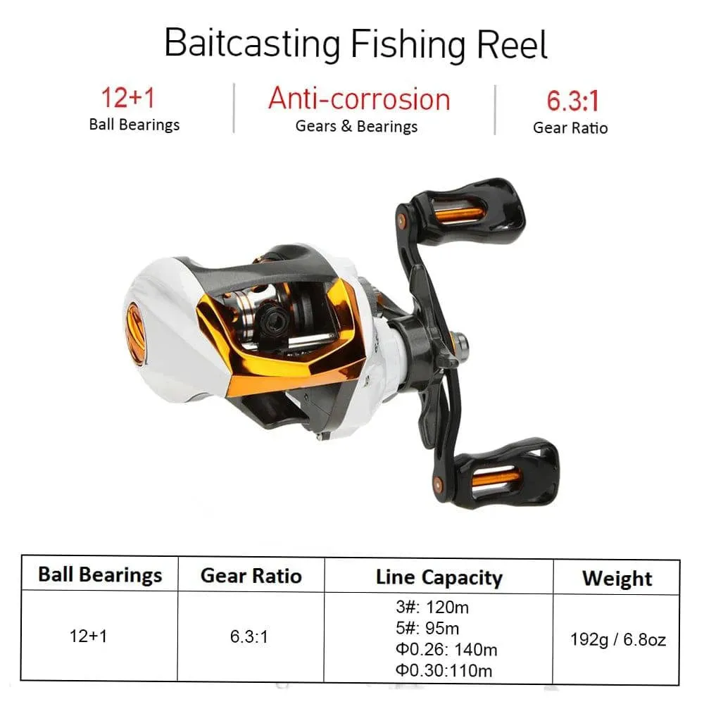 12 1 Ball Bearings Baitcasting Reel Fishing Fly High Speed Fishing Reel with Magnetic Brake System