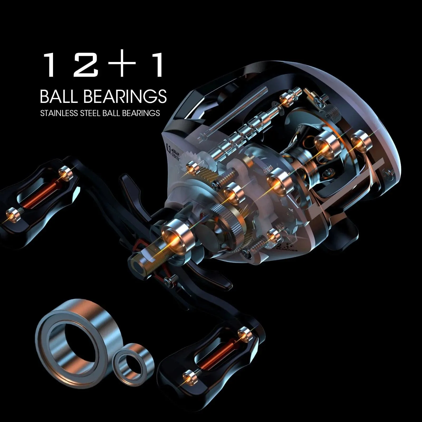 12 1 Ball Bearings Baitcasting Reel Fishing Fly High Speed Fishing Reel with Magnetic Brake System