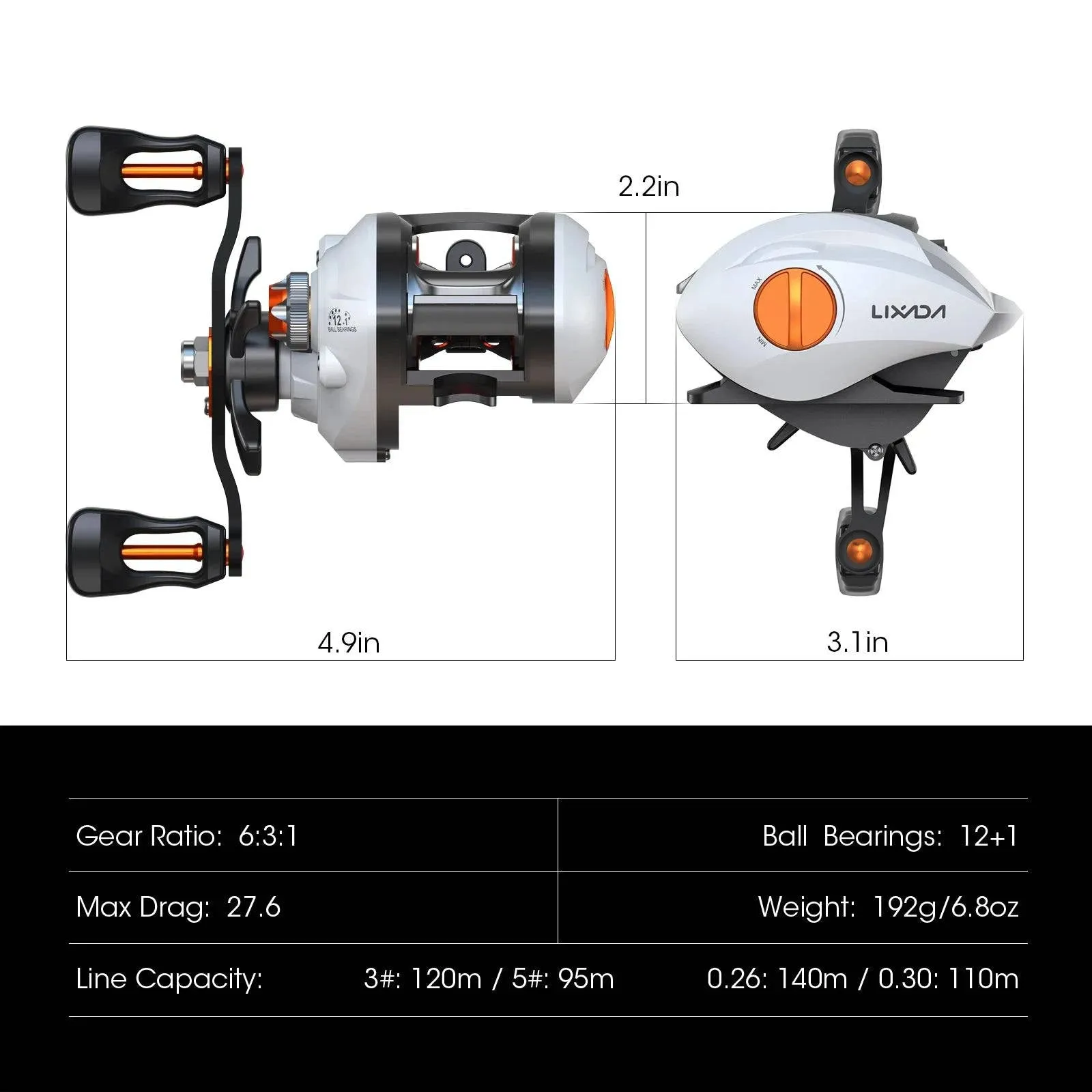 12 1 Ball Bearings Baitcasting Reel Fishing Fly High Speed Fishing Reel with Magnetic Brake System