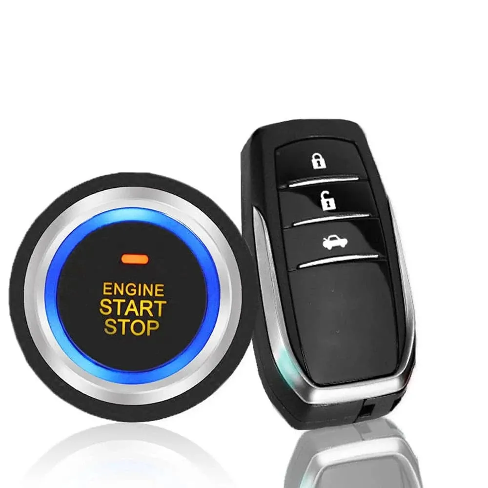 12V Car Alarm Passive Keyless One Button Start Remote Control System Auto Central Lock Push Button Start Stop Automotive PKE