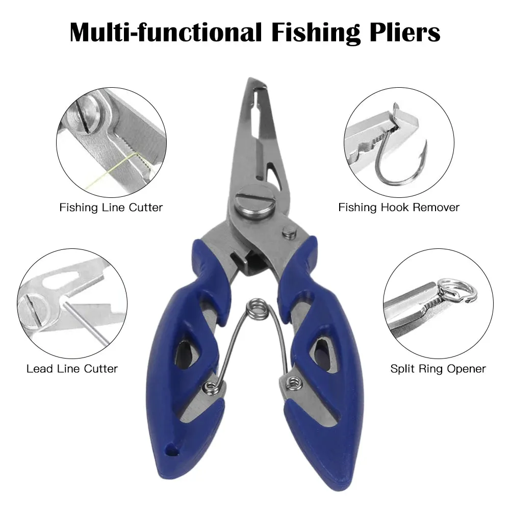 200pcs Assorted 5 Size Split Rings Stainless Steel Fishing Lures Tackle Connectors with Fishing Pliers