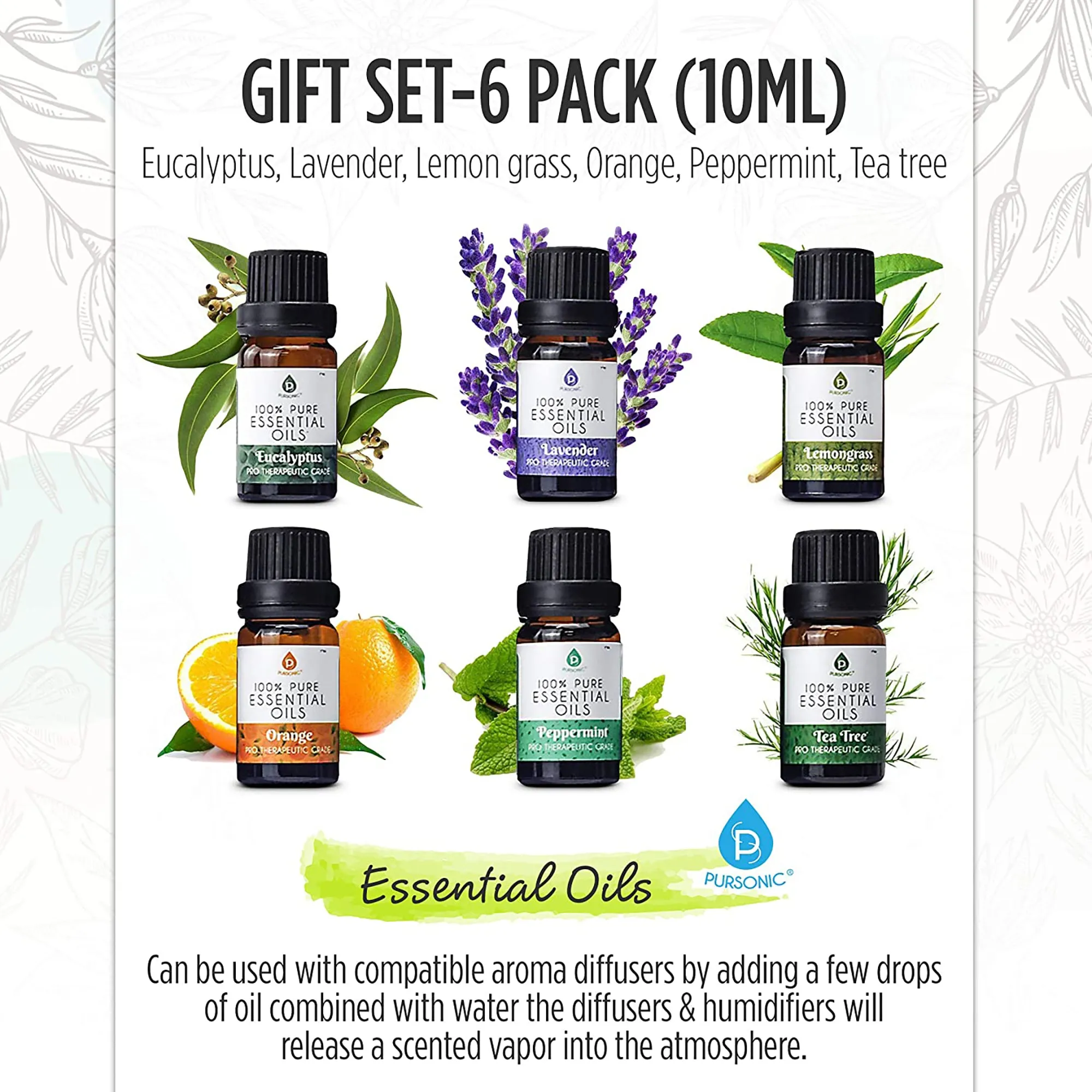 3-in-1 Salt Diffuser & 6 Pack Essential Oil Set