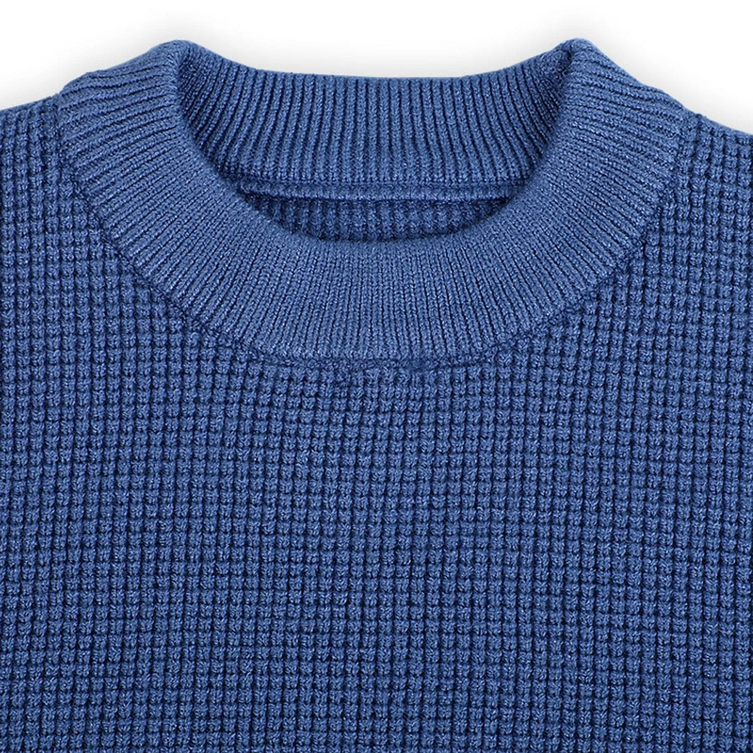 3D Neck Tie Premium Full Sleeves Knitted Sweater - Blue