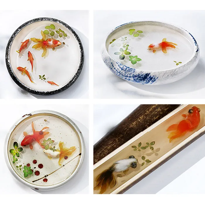 3D Resin Goldfish Painting Sticker | Resin Goldfish Pond DIY | Resin Clear Film Sticker (1 Sheet)