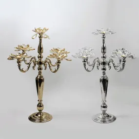 5 Arm Crystal Petal Candelabra Candle Holder