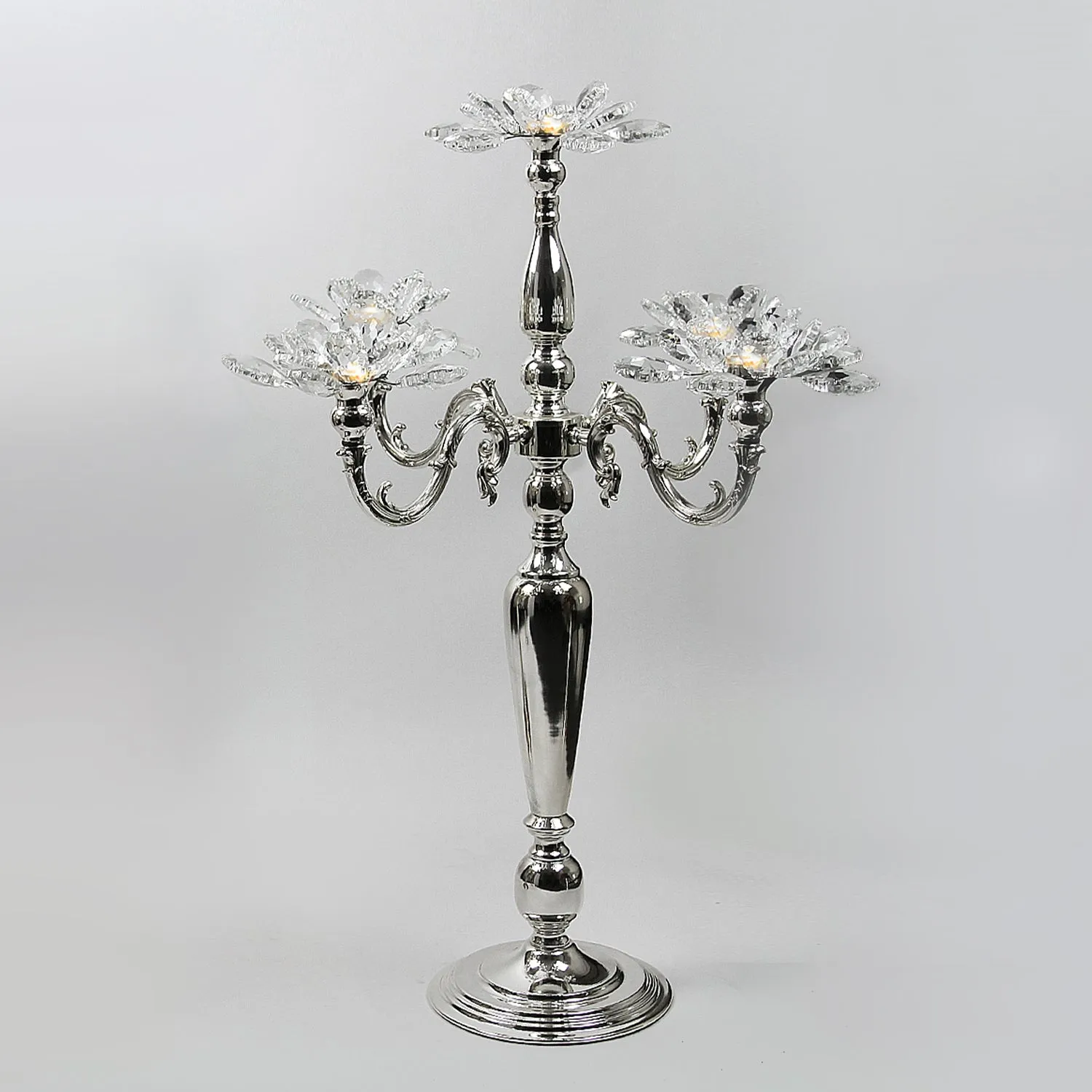 5 Arm Crystal Petal Candelabra Candle Holder