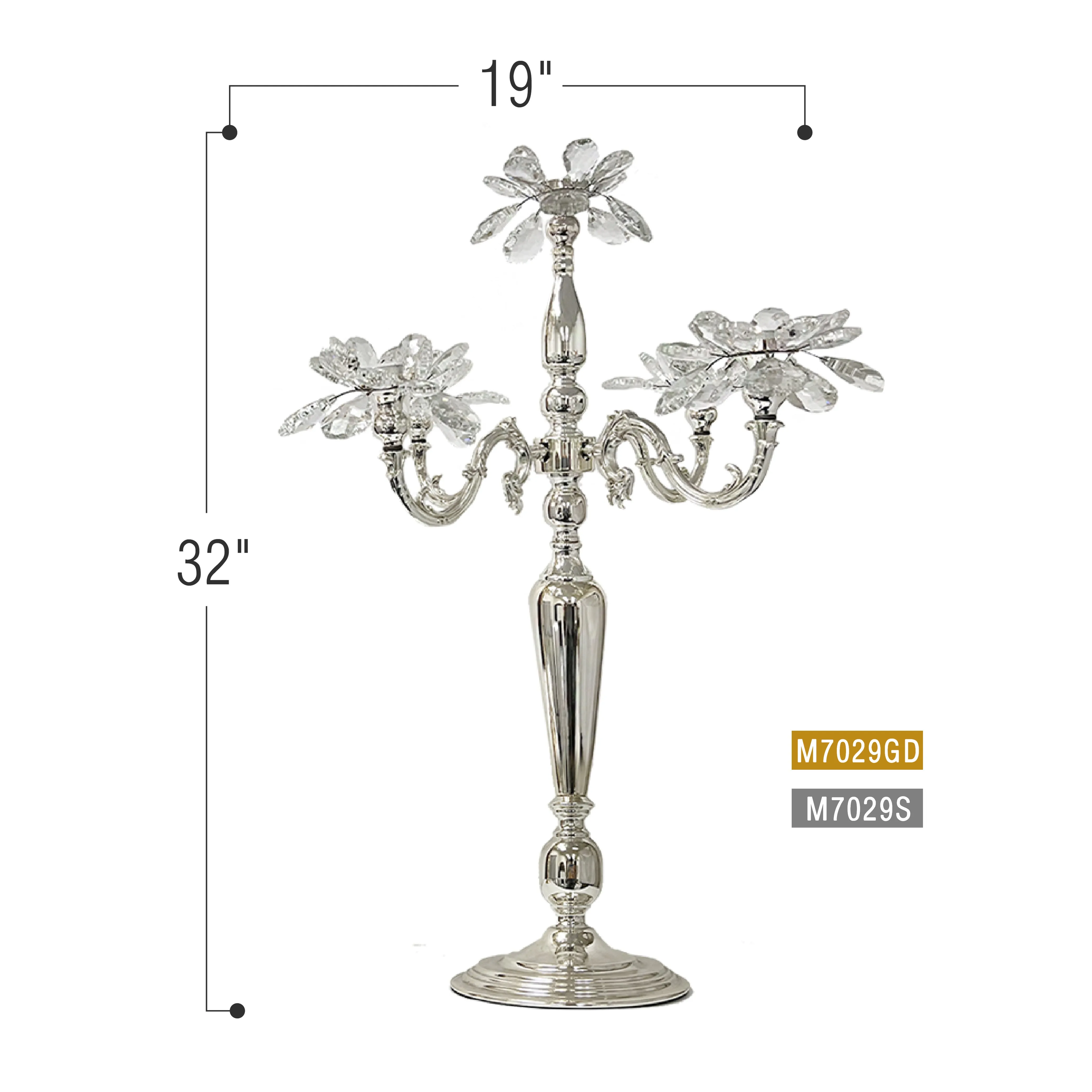 5 Arm Crystal Petal Candelabra Candle Holder