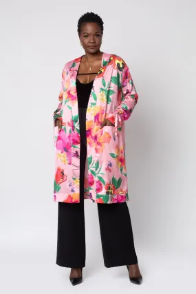 Ackee Print Tie Sleeve Charmeuse Painter's Robe