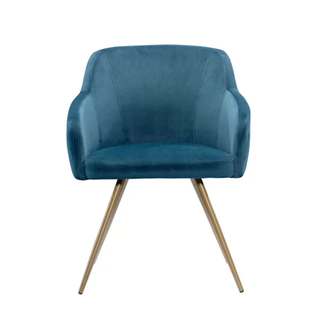 Aesthetic Blue Velvet Accent Chair with Golden Legs