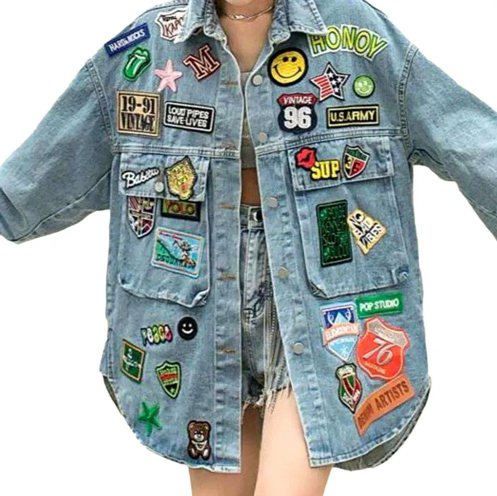 All-over patched denim jacket