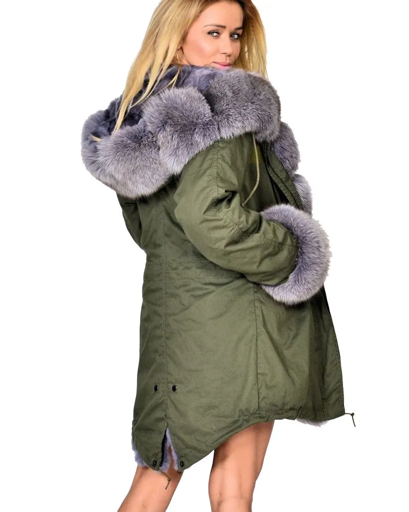 Aofur Ladies Winter Women Thicken Warm Coat Hood Parka Long Jacket Outwear Size S-XXXL