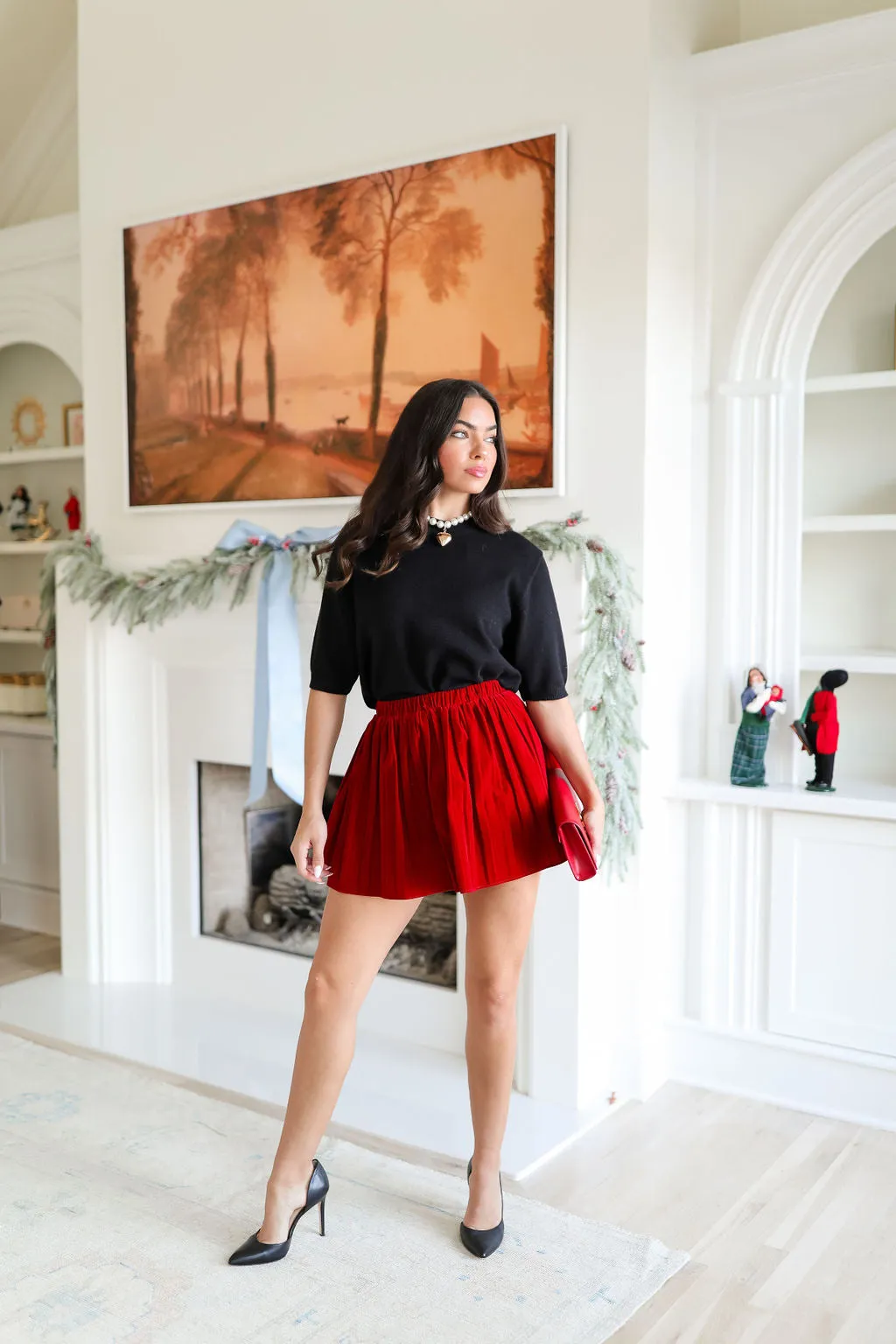 Aria Velvet Skirt - Red