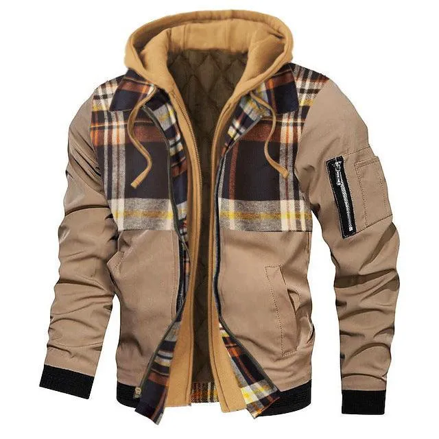 Autumn And Winter Thick Plus Size Men's Solid Color Hooded Jacket