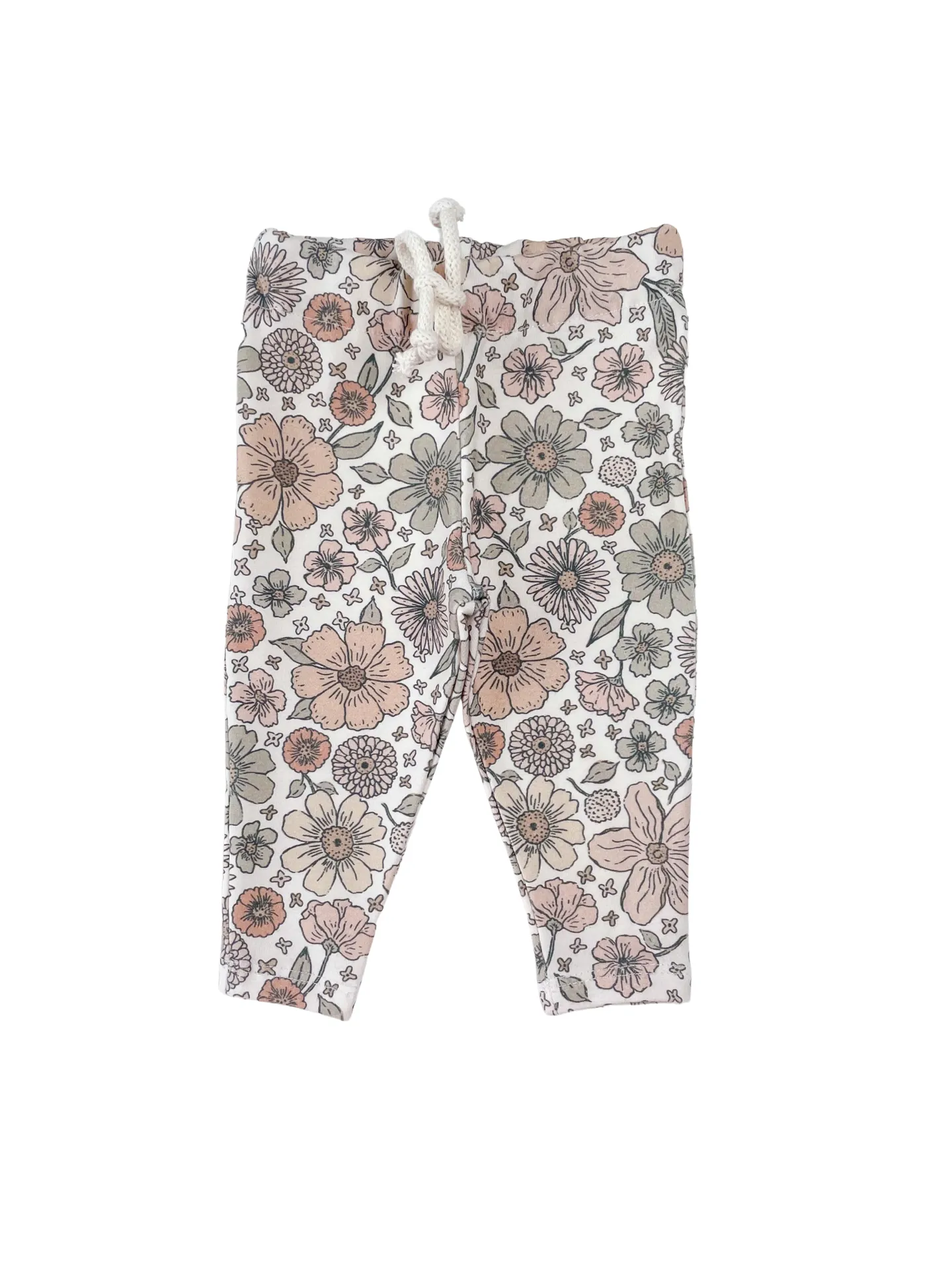 Baby leggings/ bold floral - ecru