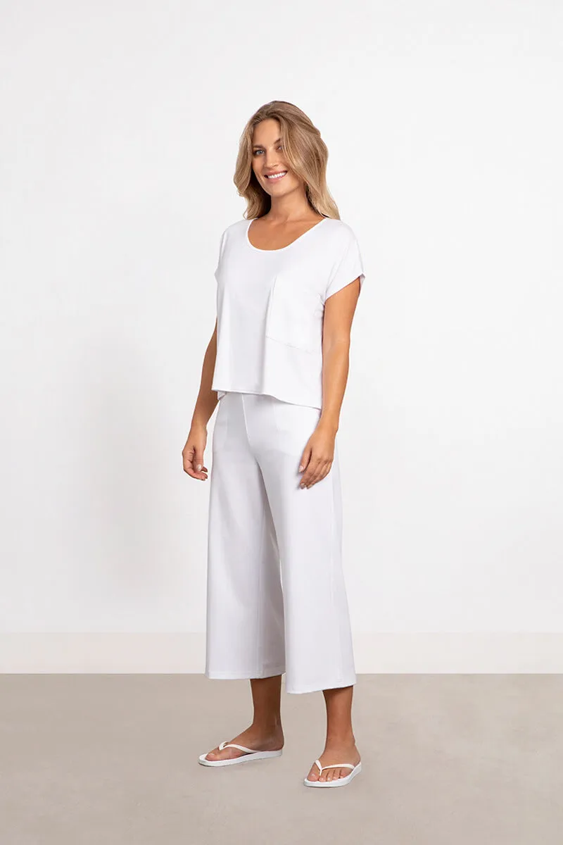 Bamboo Dolman Pocket Top | White