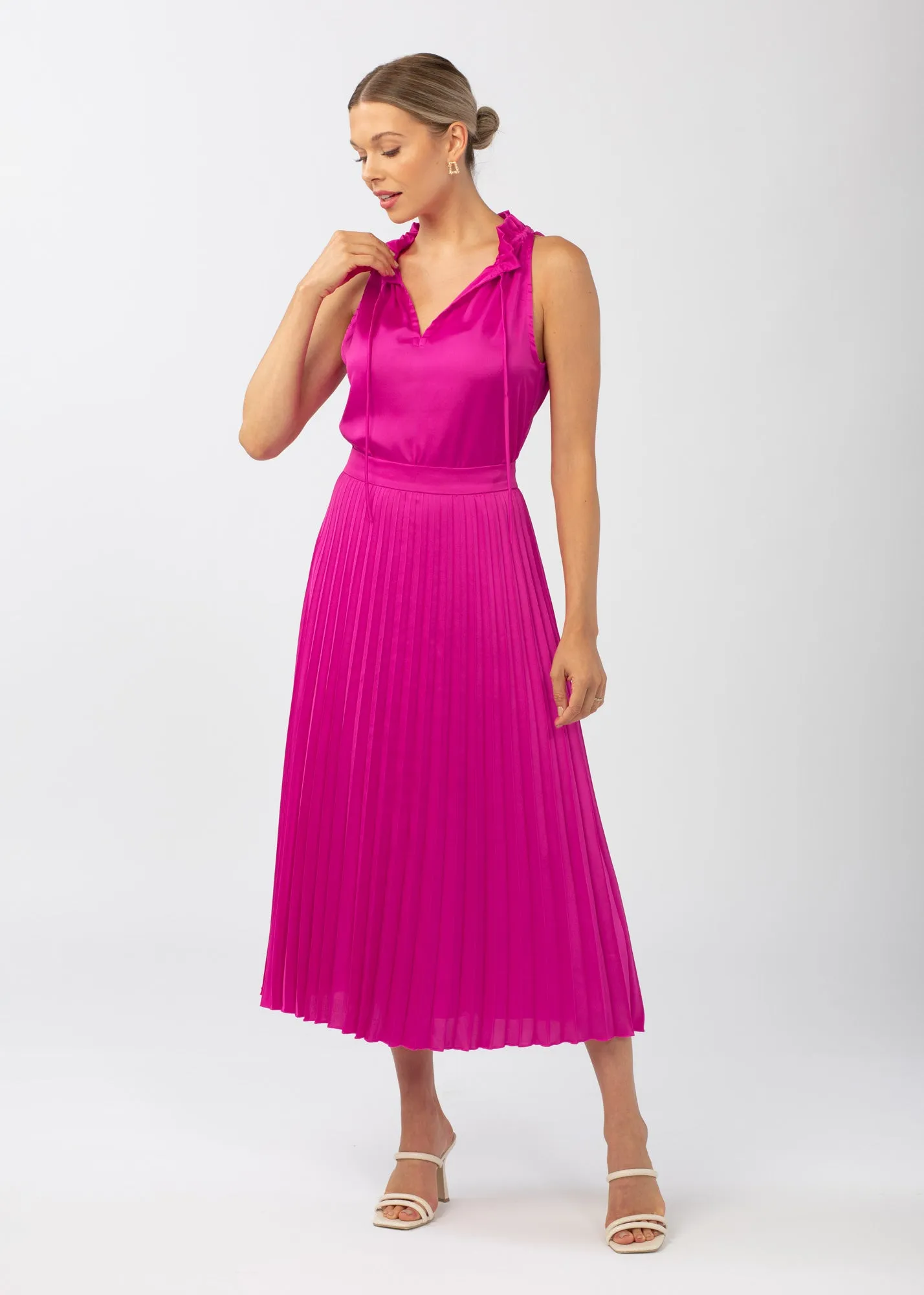 Beverly Pleated Skirt Pop Pink