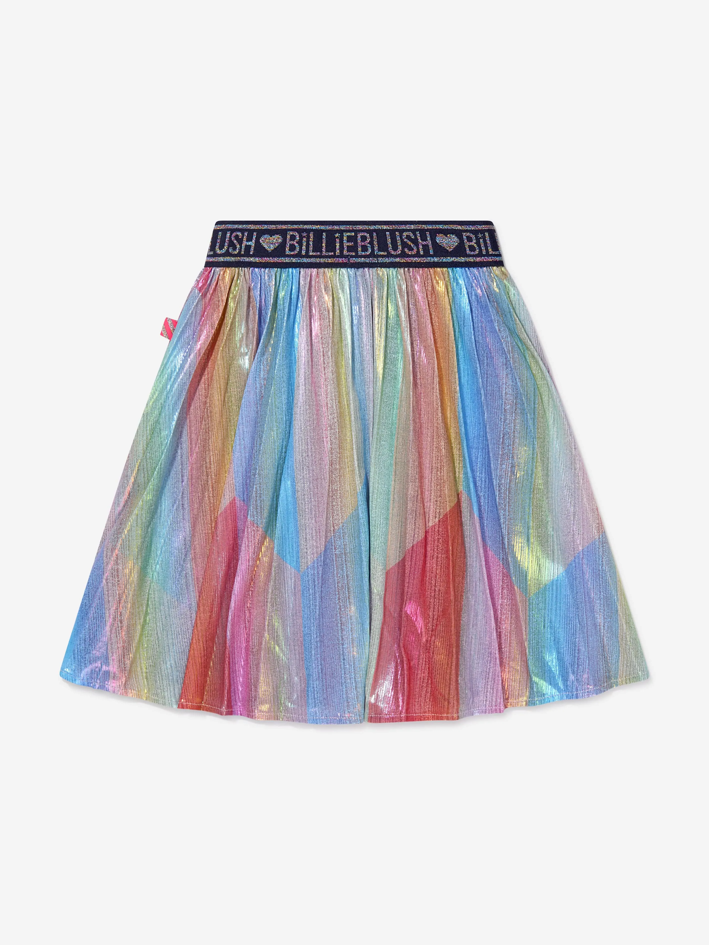 Billieblush Girls Metallic Rainbow Pleated Skirt