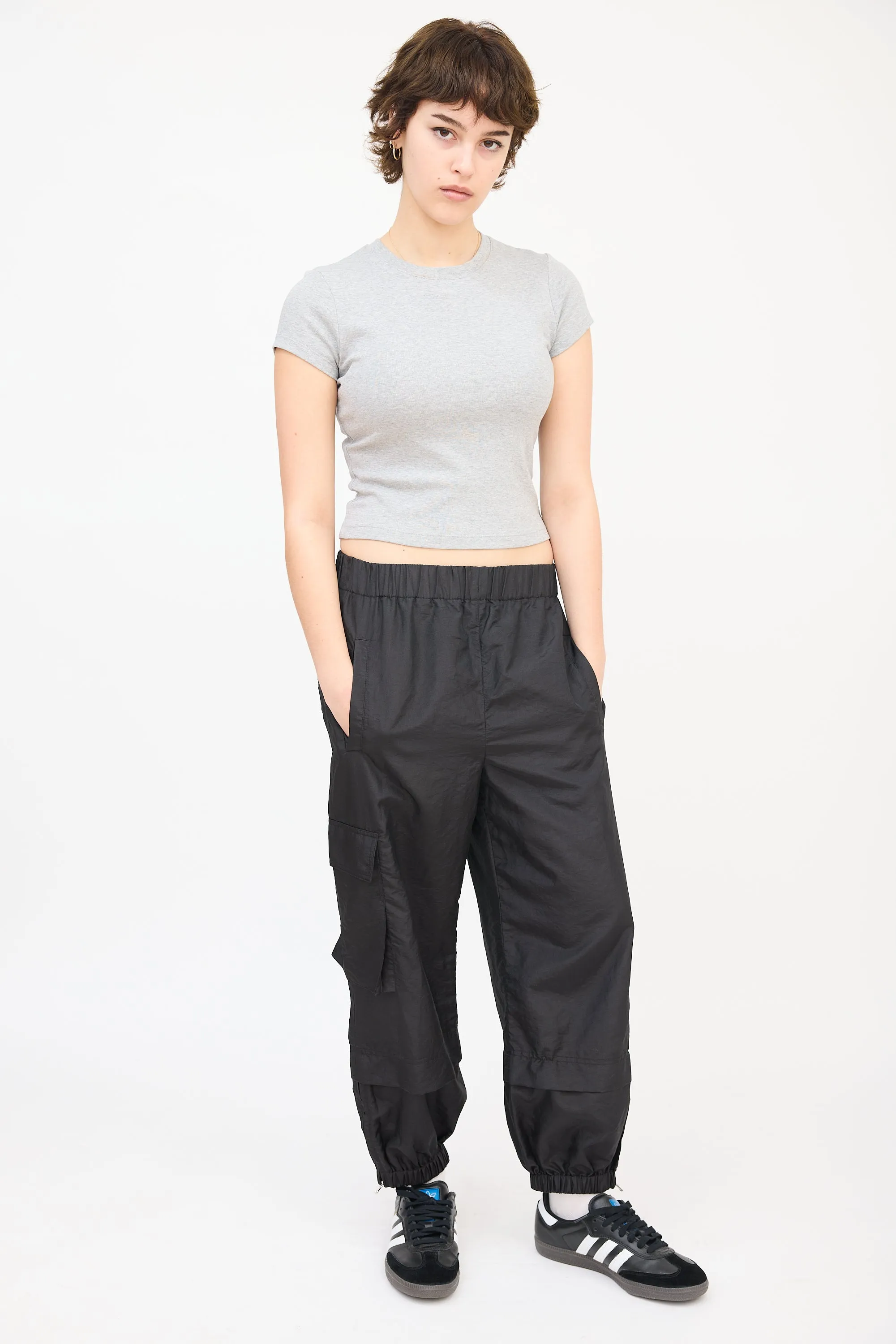 Black Nylon Layered Jogger Pant