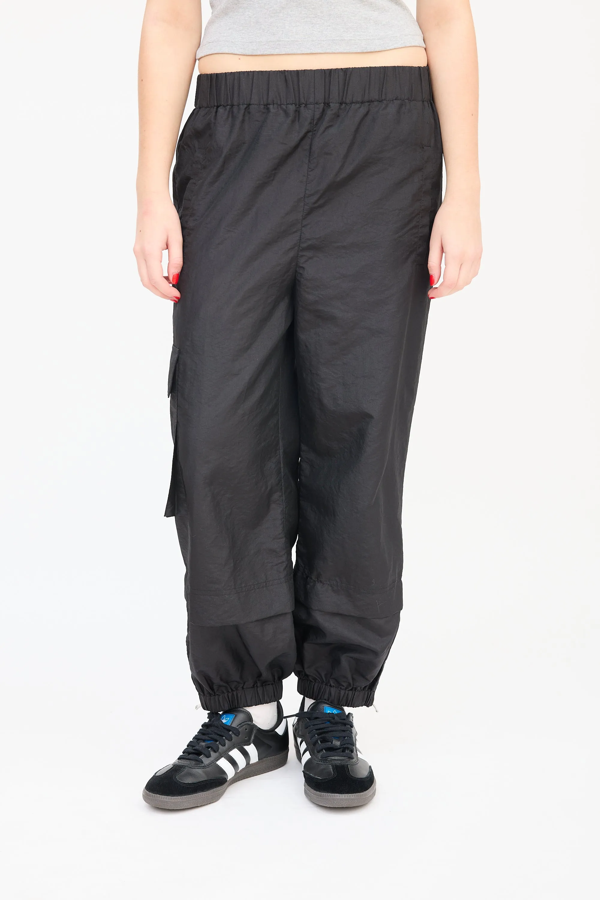 Black Nylon Layered Jogger Pant