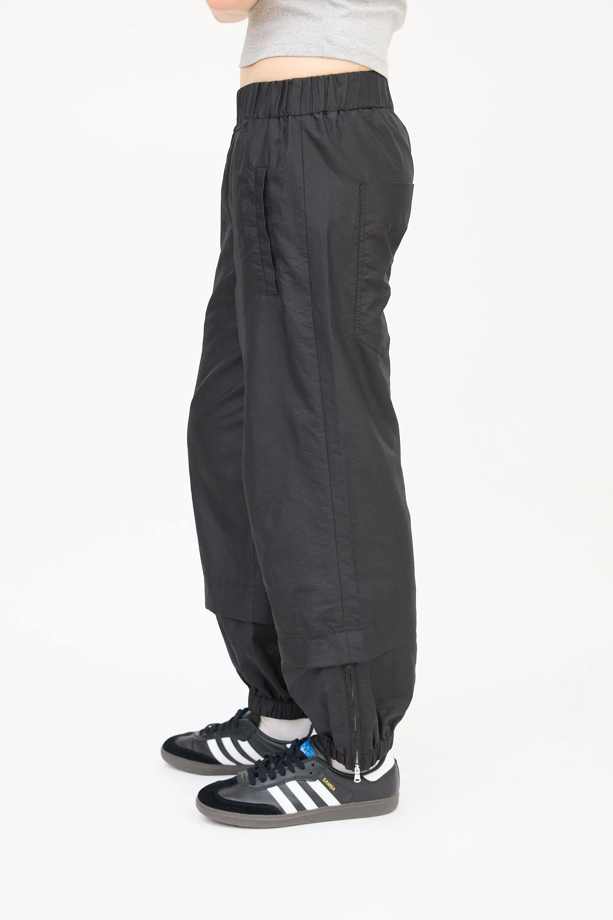 Black Nylon Layered Jogger Pant