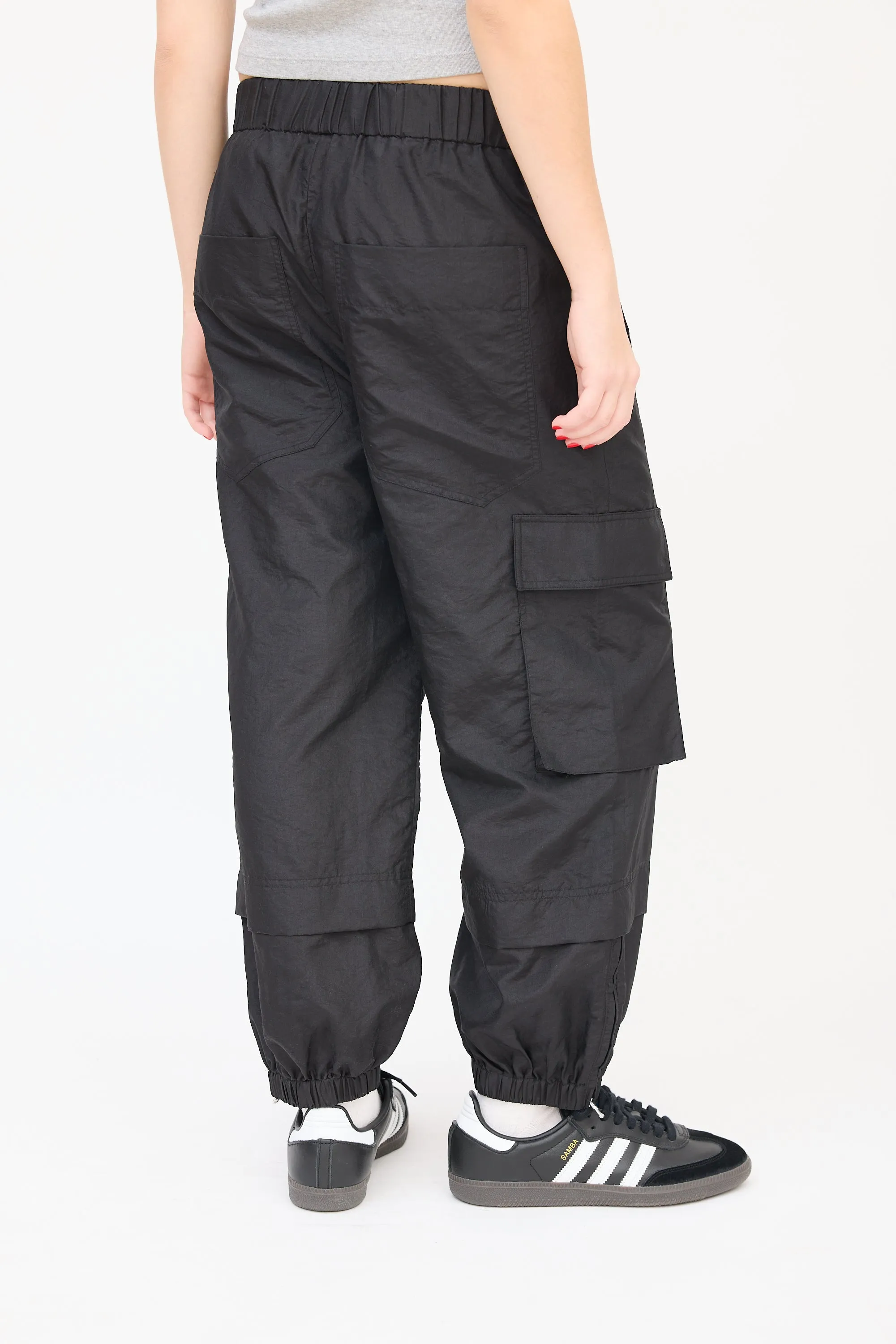 Black Nylon Layered Jogger Pant