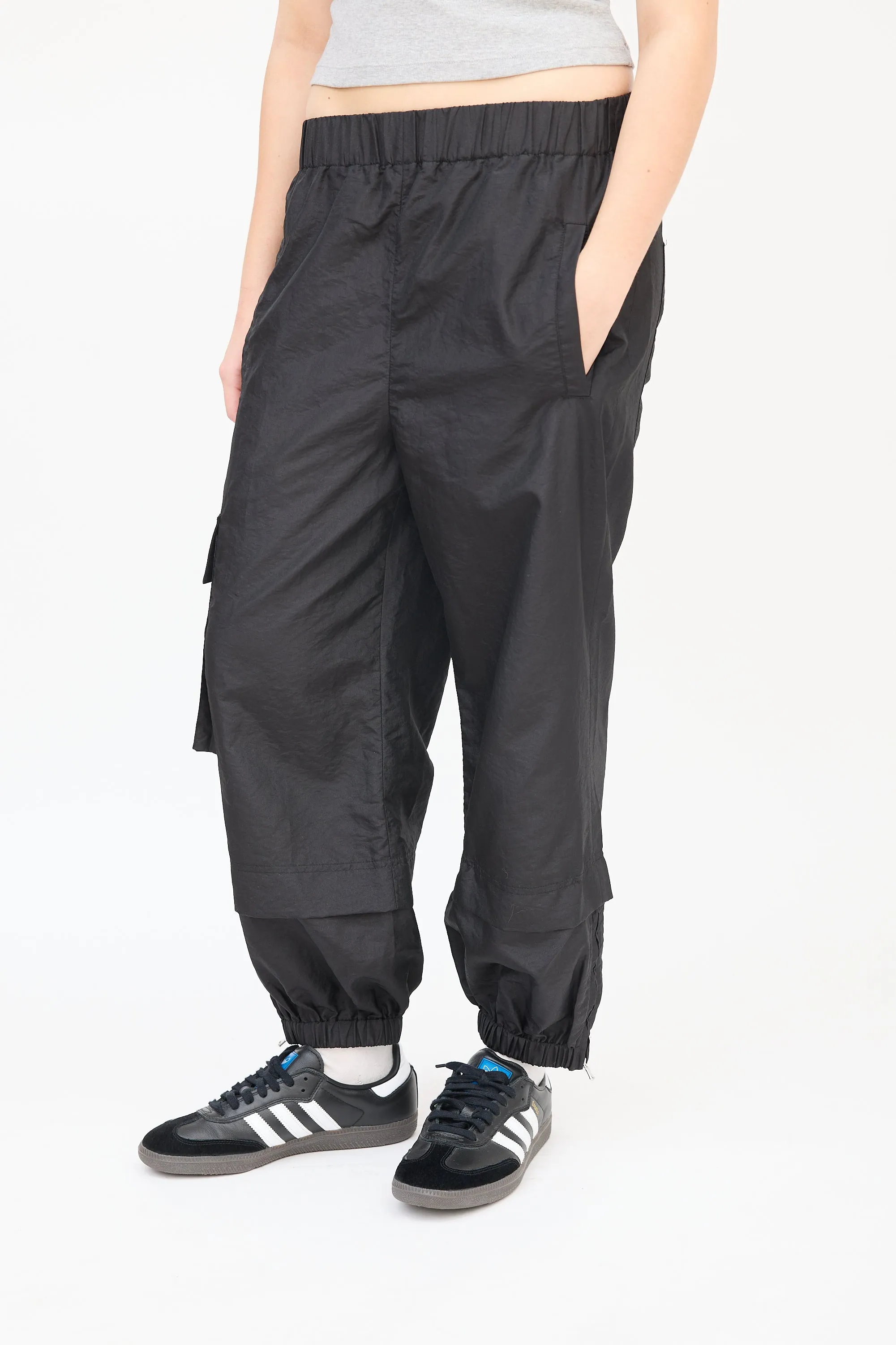 Black Nylon Layered Jogger Pant