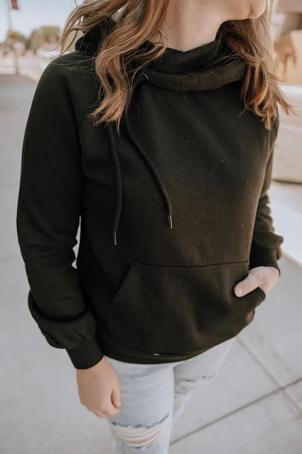 Black Side Tie Hooded Sweatshirt