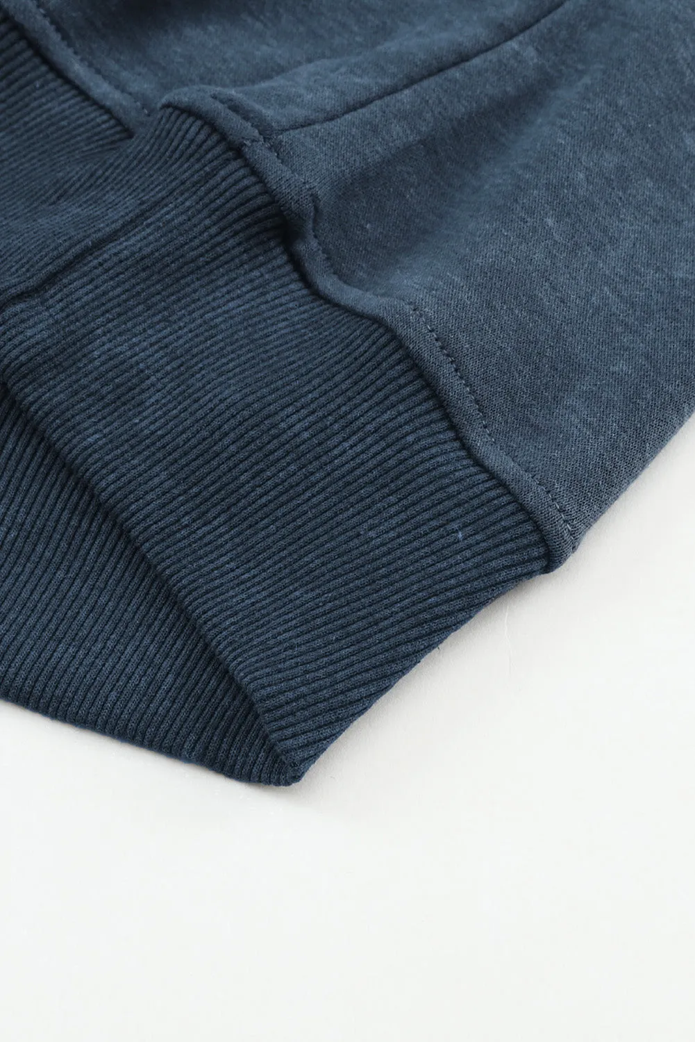 Blue Plain Drop Shoulder Crew Neck Pullover Sweatshirt