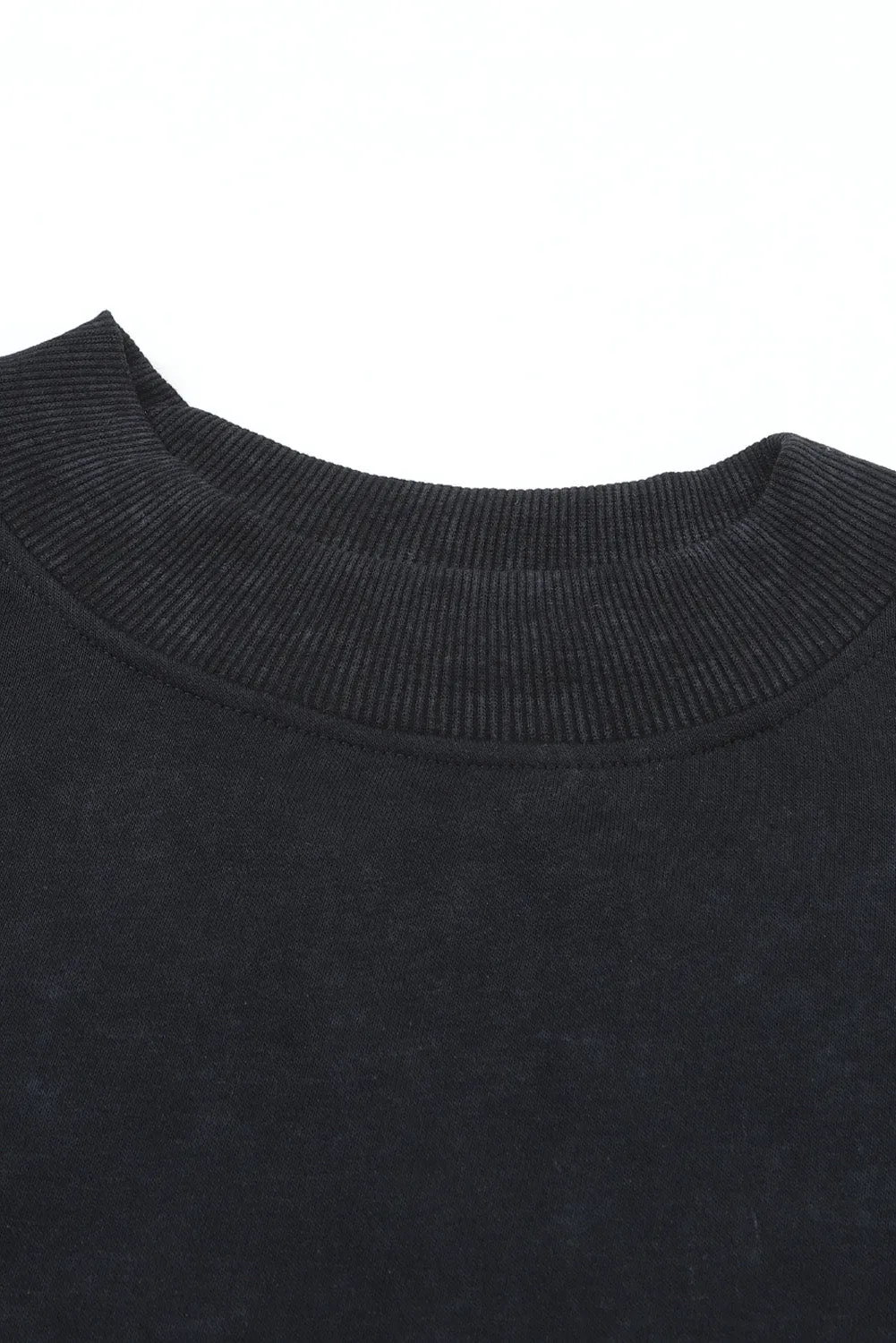 Blue Plain Drop Shoulder Crew Neck Pullover Sweatshirt