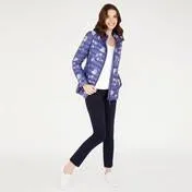 Blue Pretty Posey Print Down Jacket