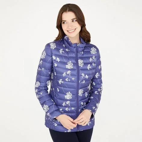 Blue Pretty Posey Print Down Jacket