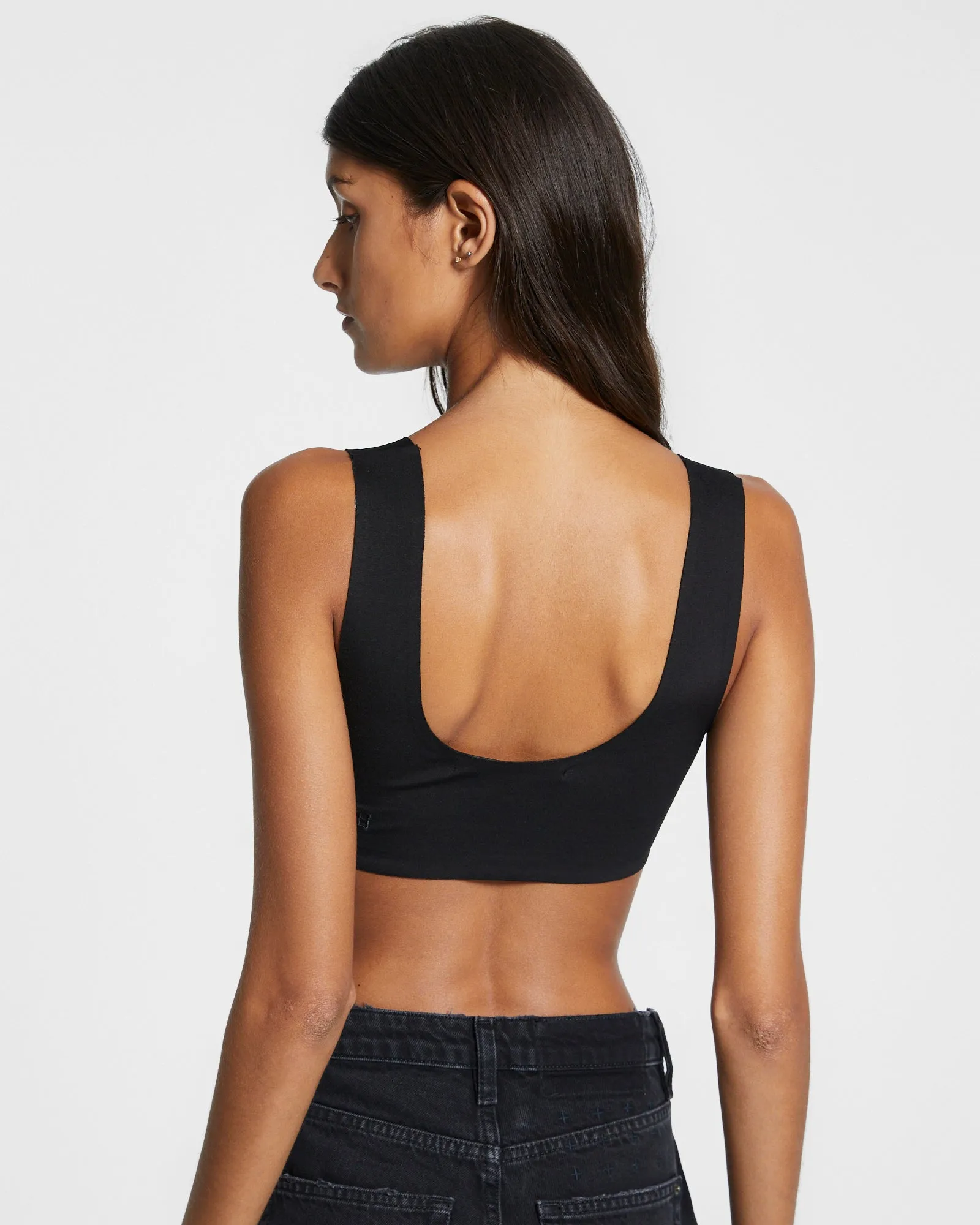 BODKON CROP TANK BLACK