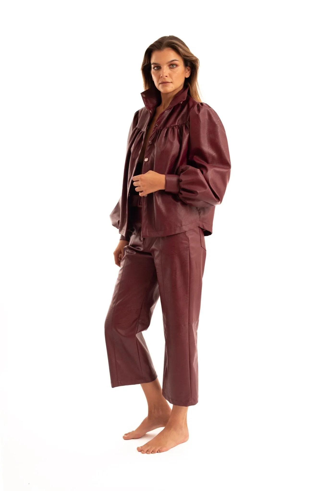 Bordeaux Nappa Balone Coat