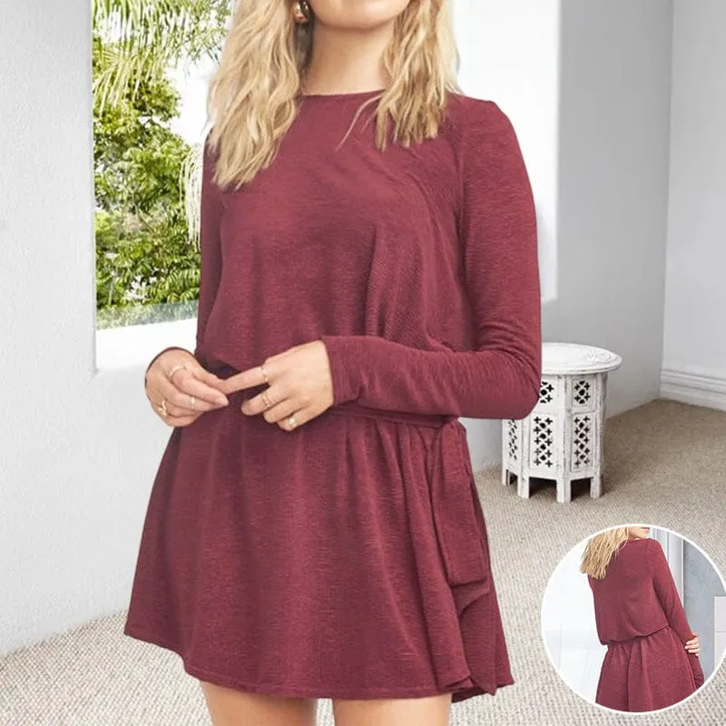 Burgundy Round Neck Dress