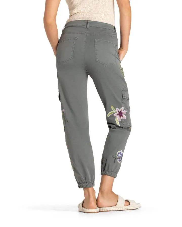 Cambio Karo Floral Embossed Cargo Pant