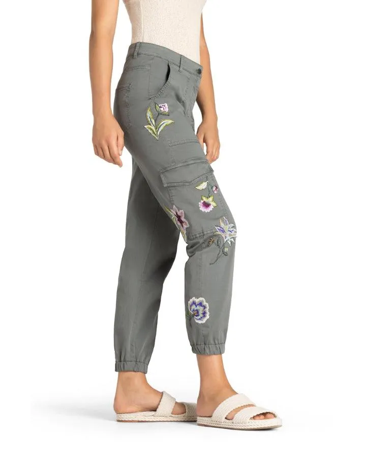 Cambio Karo Floral Embossed Cargo Pant