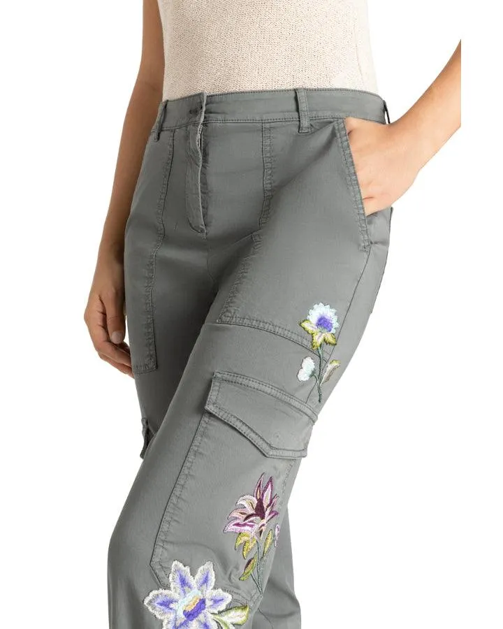 Cambio Karo Floral Embossed Cargo Pant