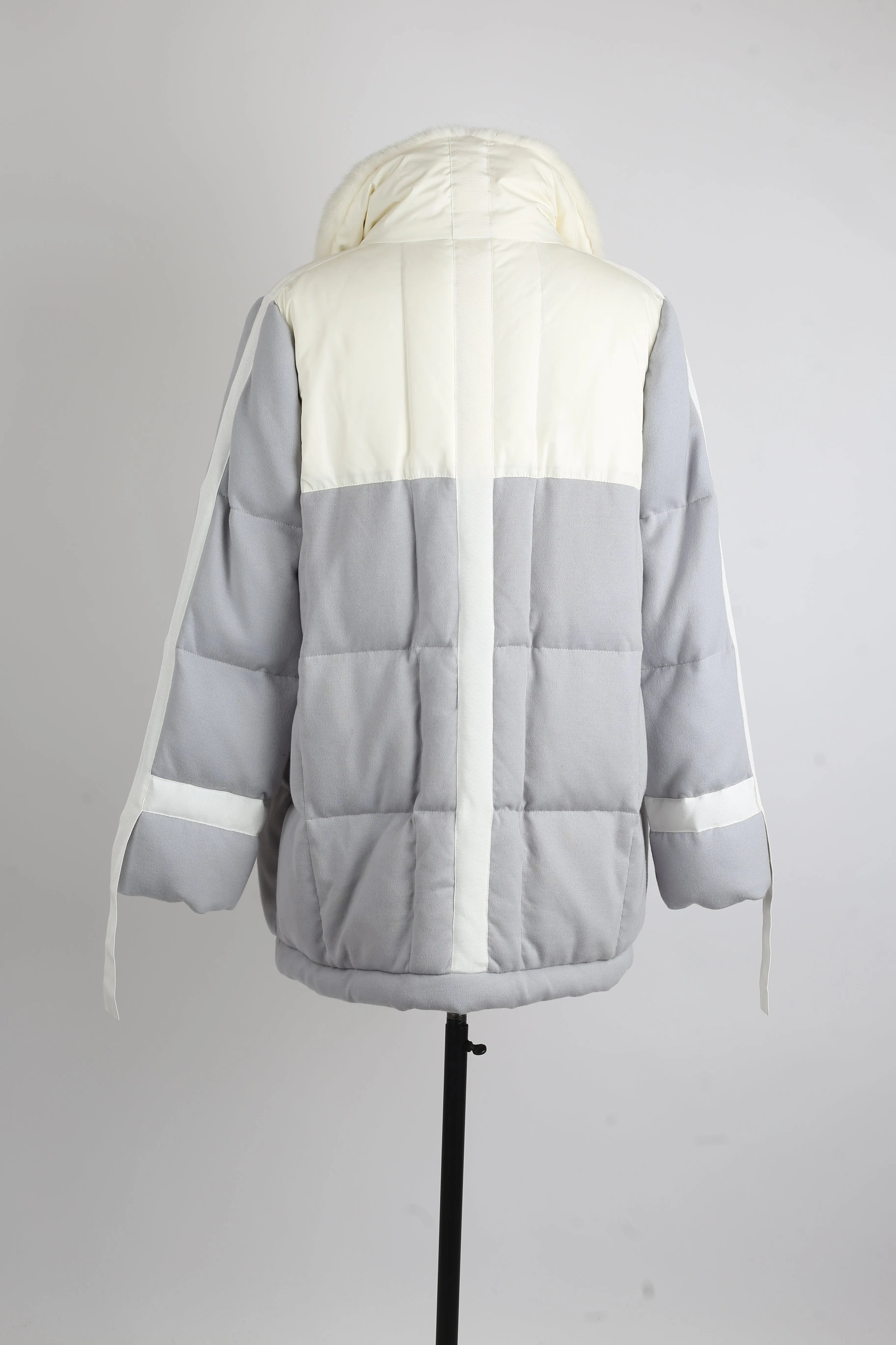 Cashmere Down Quilted Coat W/ Mink Collar