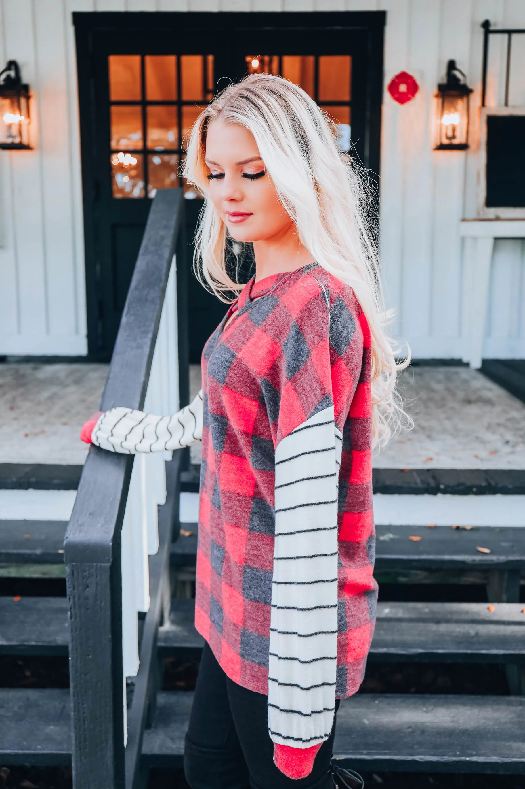 Cashmere Feeling Buffalo Plaid Top S-3X