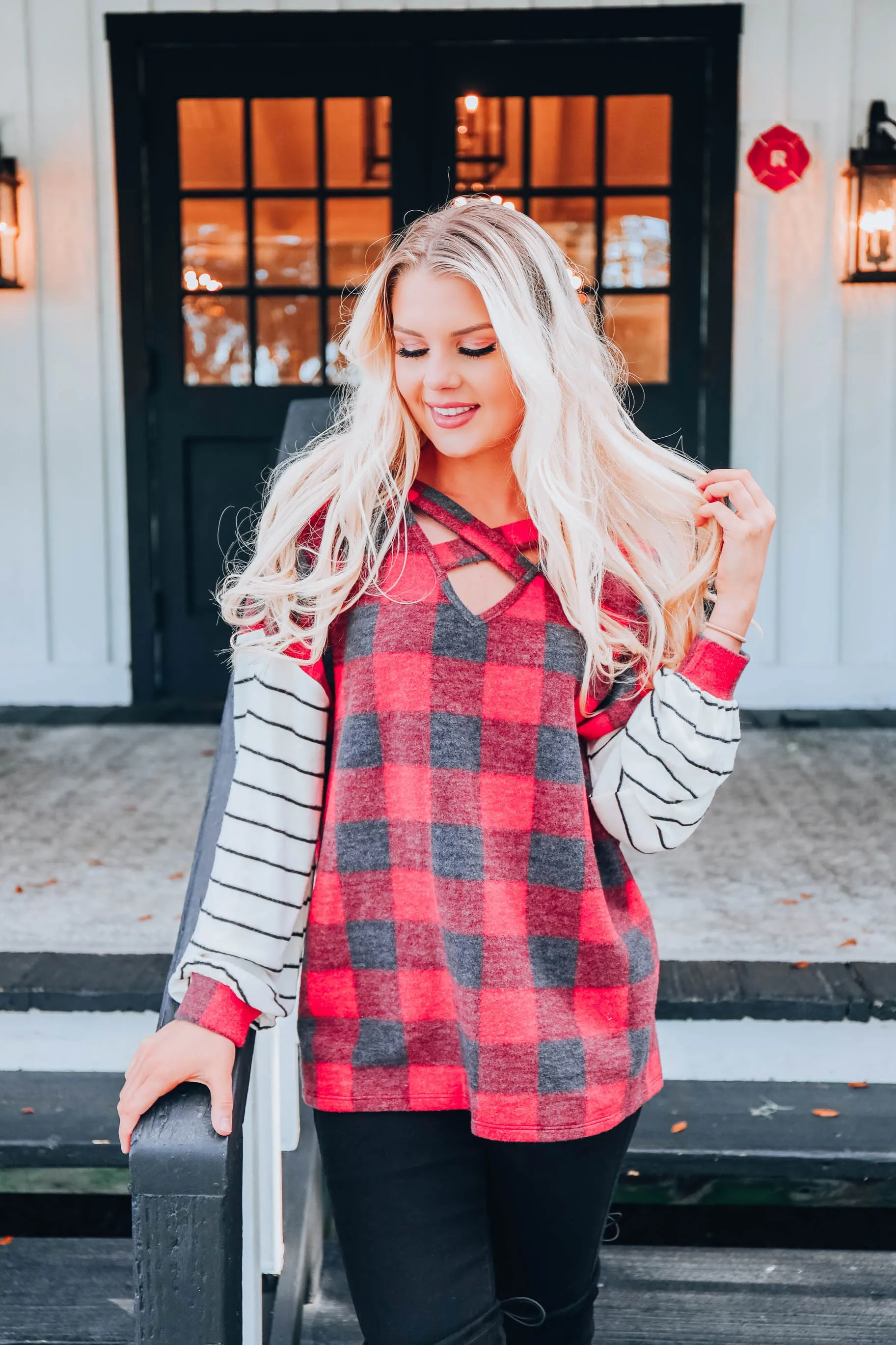 Cashmere Feeling Buffalo Plaid Top S-3X