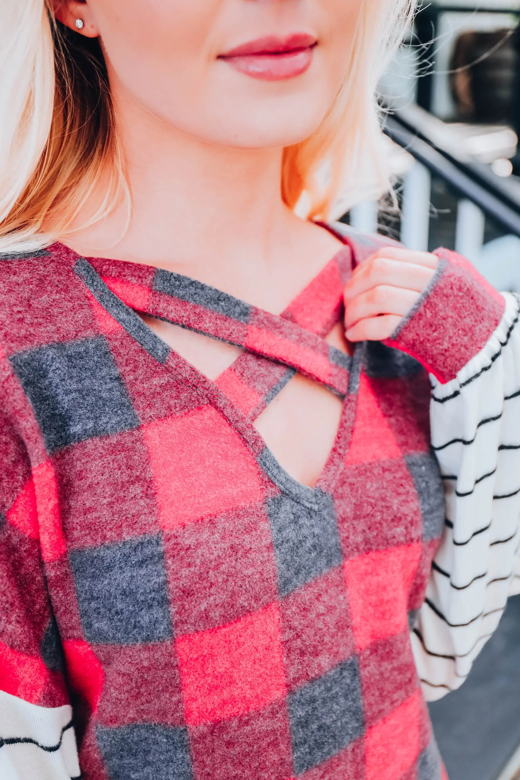 Cashmere Feeling Buffalo Plaid Top S-3X