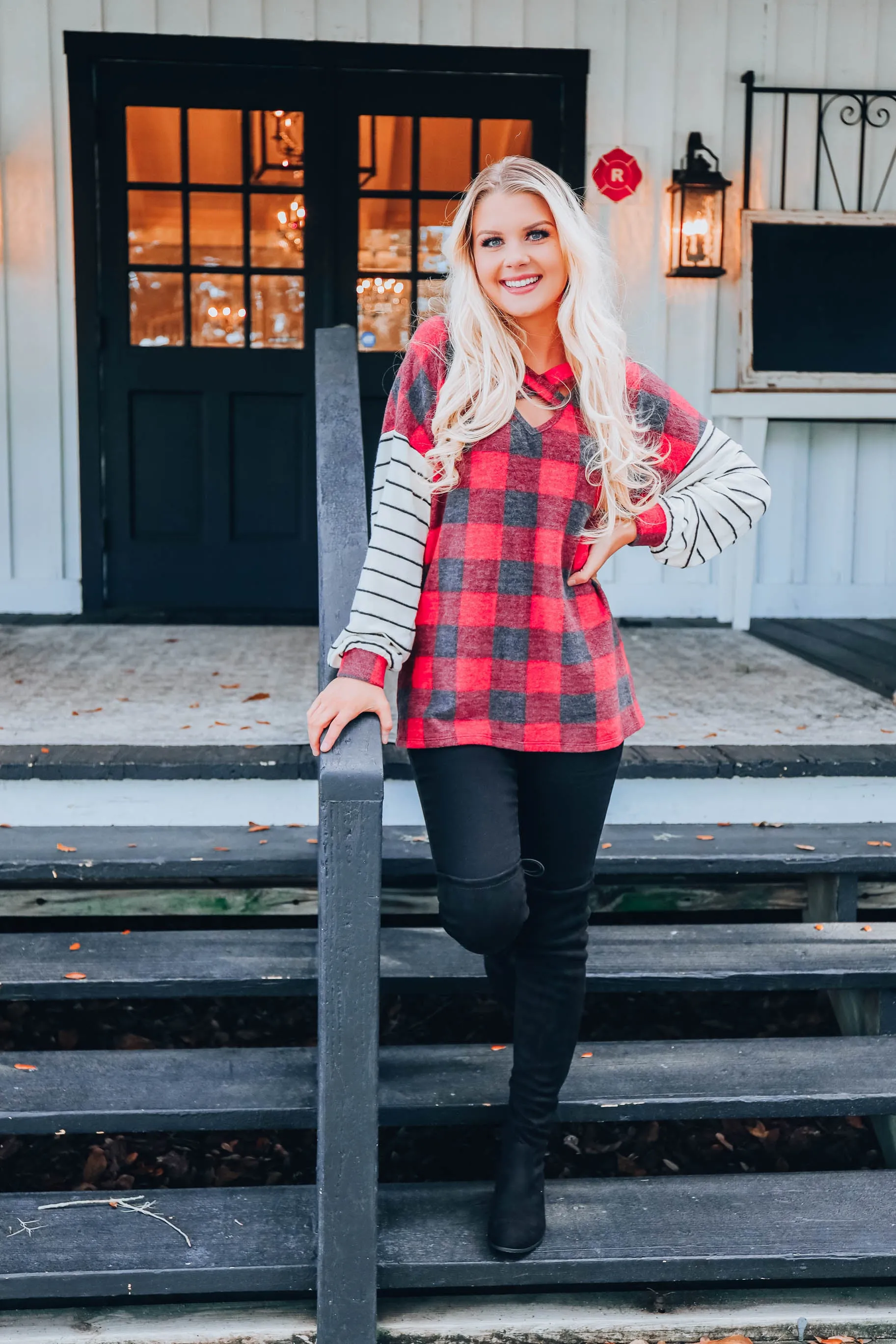 Cashmere Feeling Buffalo Plaid Top S-3X