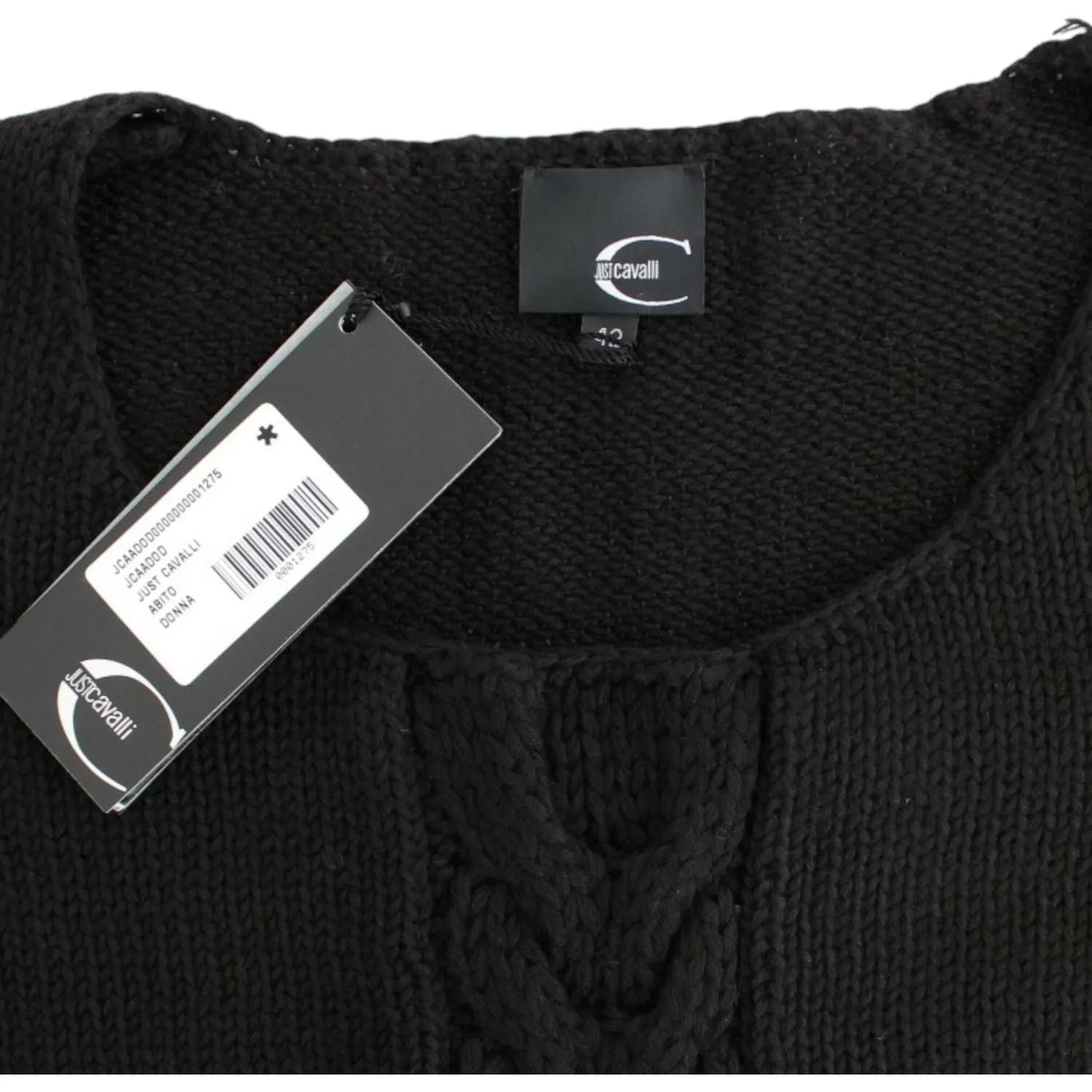 Cavalli Alluring Black Knitted Crew Neck Sweater