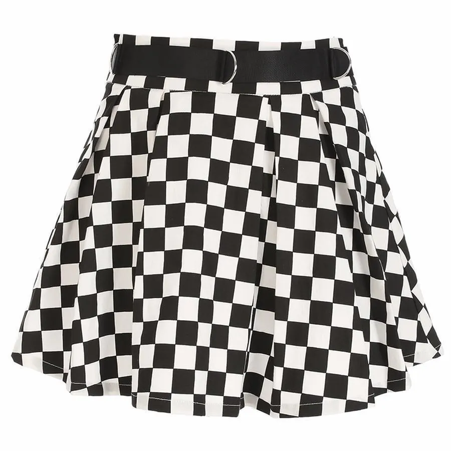 Checkered Pleated Skirt