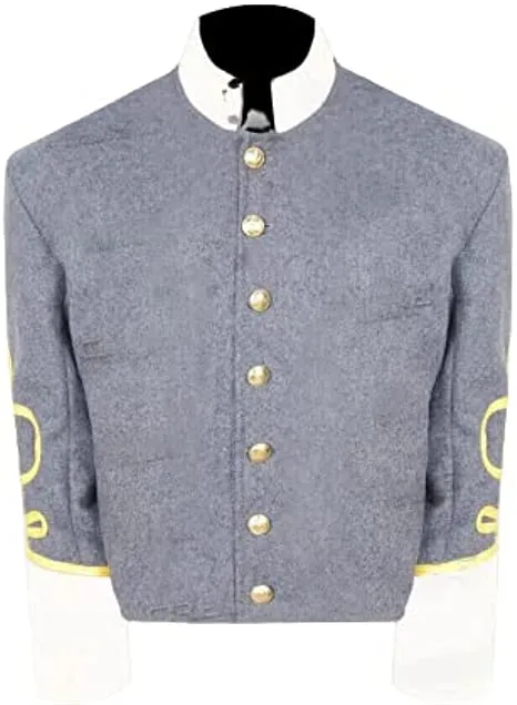 Civil War CS Officer's Grey with Off White 4 Braid Single Breast Shell Jacket