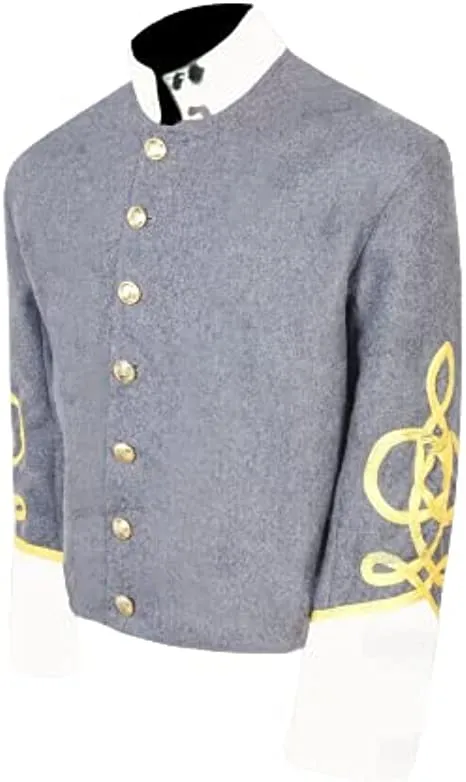 Civil War CS Officer's Grey with Off White 4 Braid Single Breast Shell Jacket