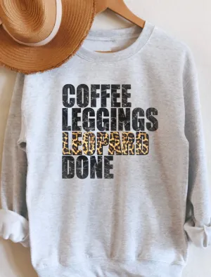 Coffee Leggings Leopard Graphic Sweatshirt