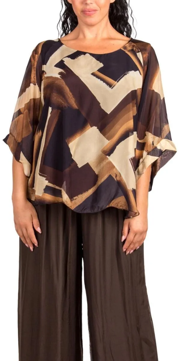 Coletta Brushstroke Silk Top