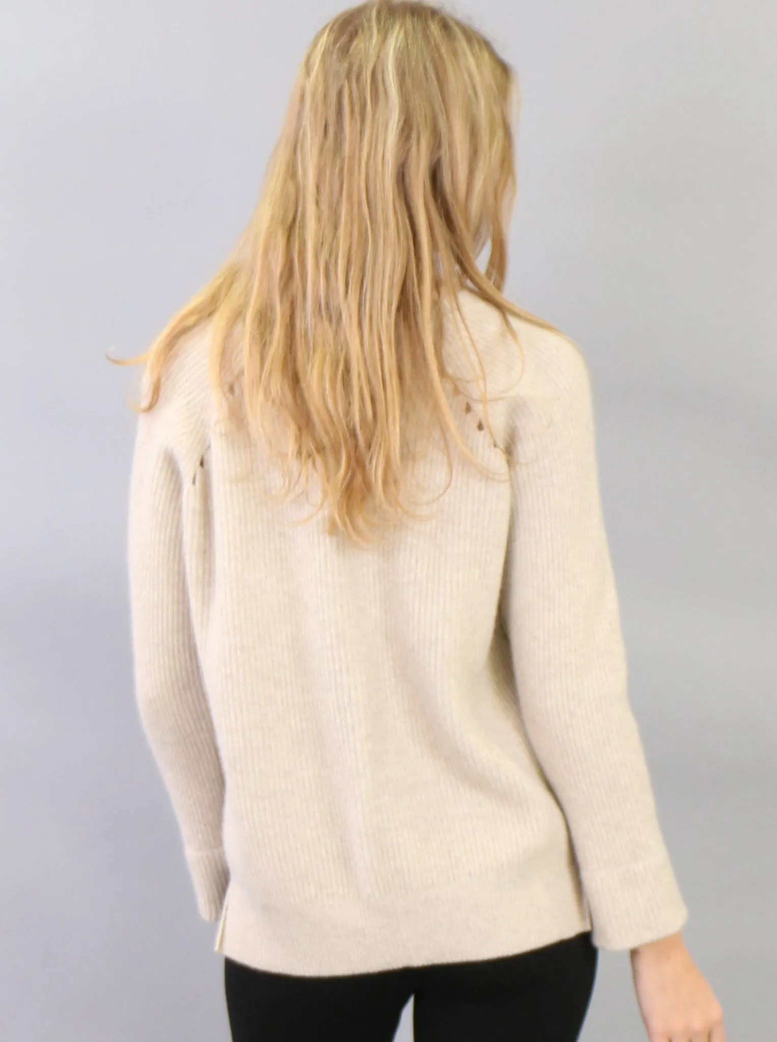 Contrast Roll-Over Cuff Crewneck Pullover