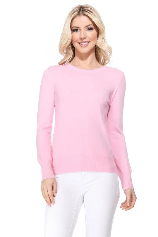 Crew Neck Long Sleeve Light Basic Casual Knit Top